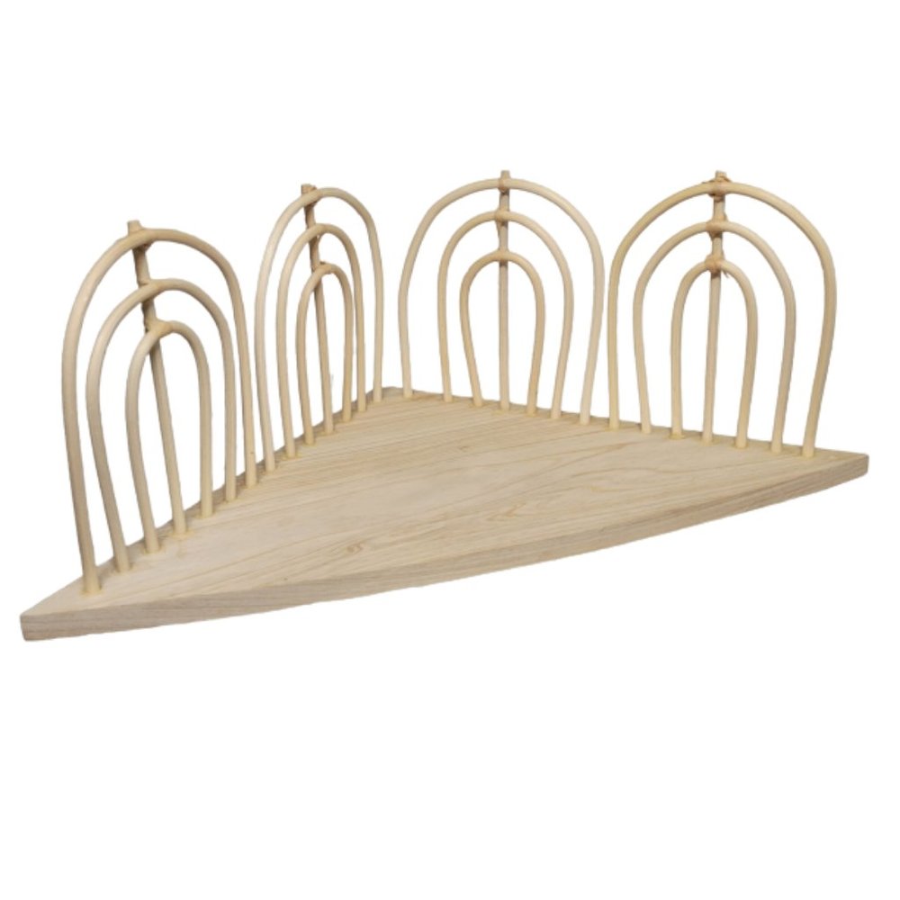 Scallop Twig & Light Wood Small Display Corner Shelf 4.5" Top Height 12" Length